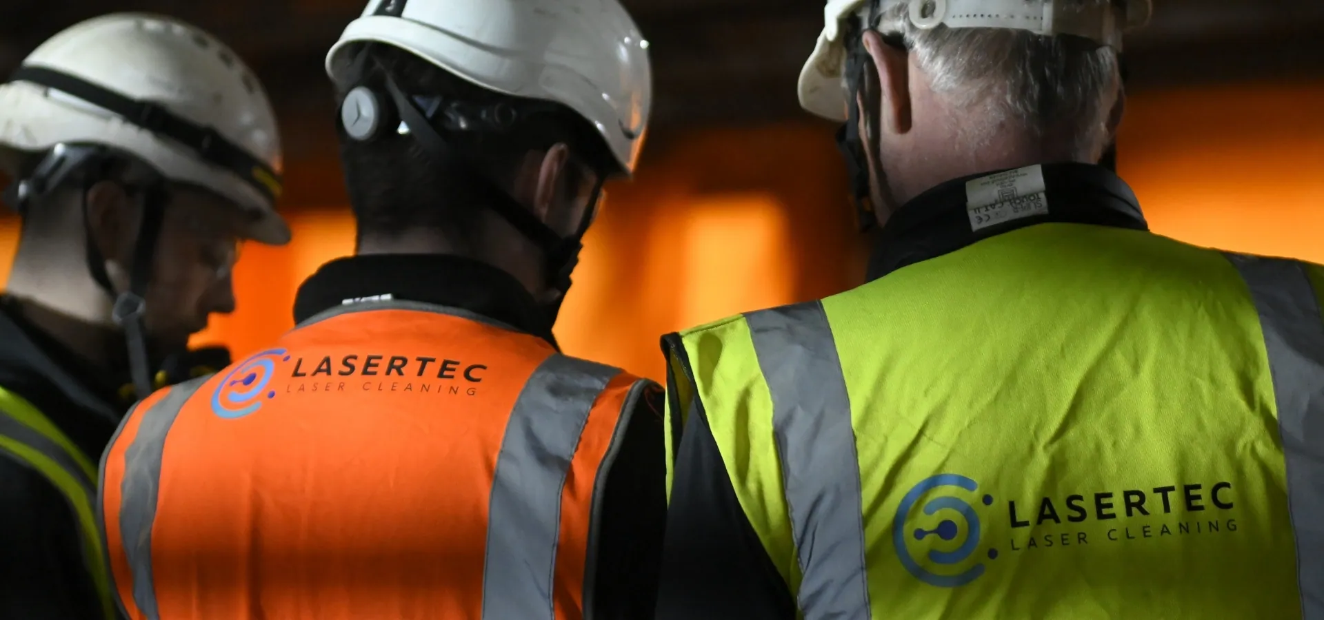 Three Lasertec technicians on site at a UK construction project